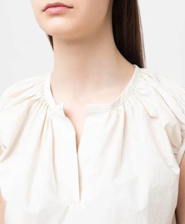Deveaux Melanie Light Beige Ruffled Top