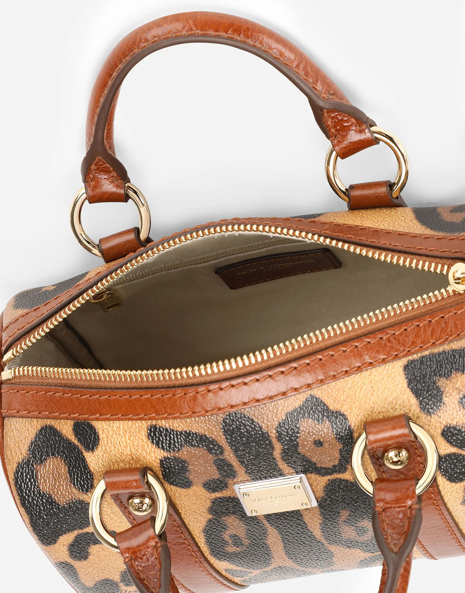 Dolce & Gabbana Small Box Satchel Leopard Print