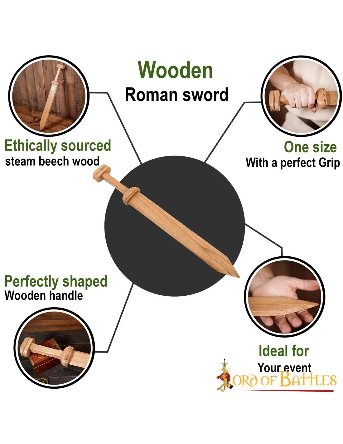Espada gladius en madera para entrenamientos