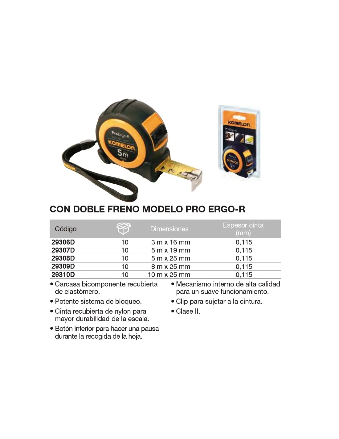 FLEXóMETRO DOBLE FRENO, MODELO "PROERGOR"  5M X 19MM