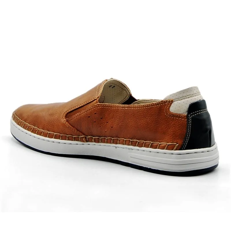 FLUCHOS Lester F1714 Azul y Cuero Mocasín casual Hombre