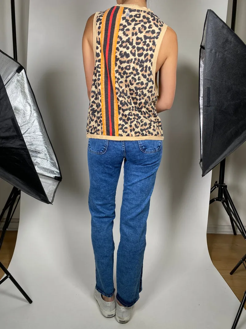 FREE PEOPLE Polera Animal Print Sin Mangas