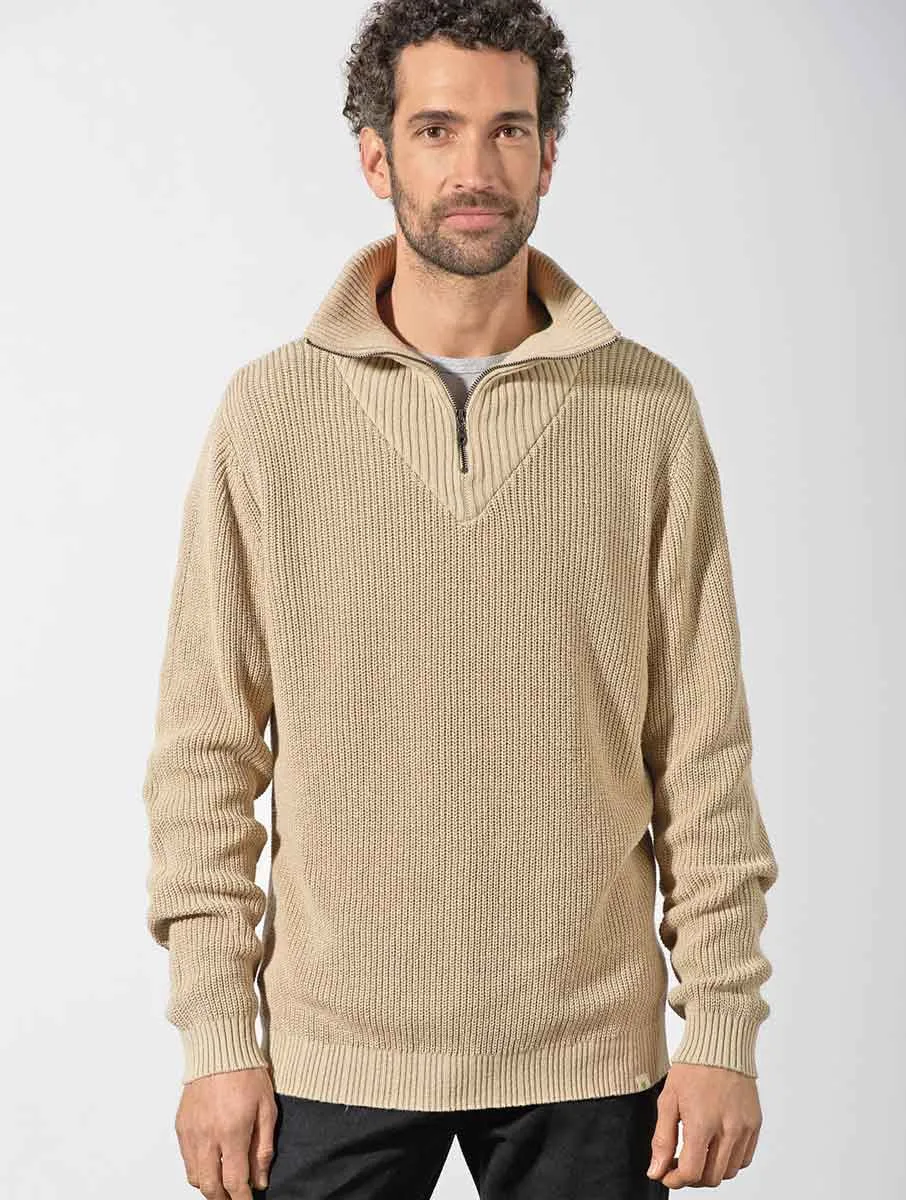 Jersey cremallera hombre de cáñamo y algodón ecológico