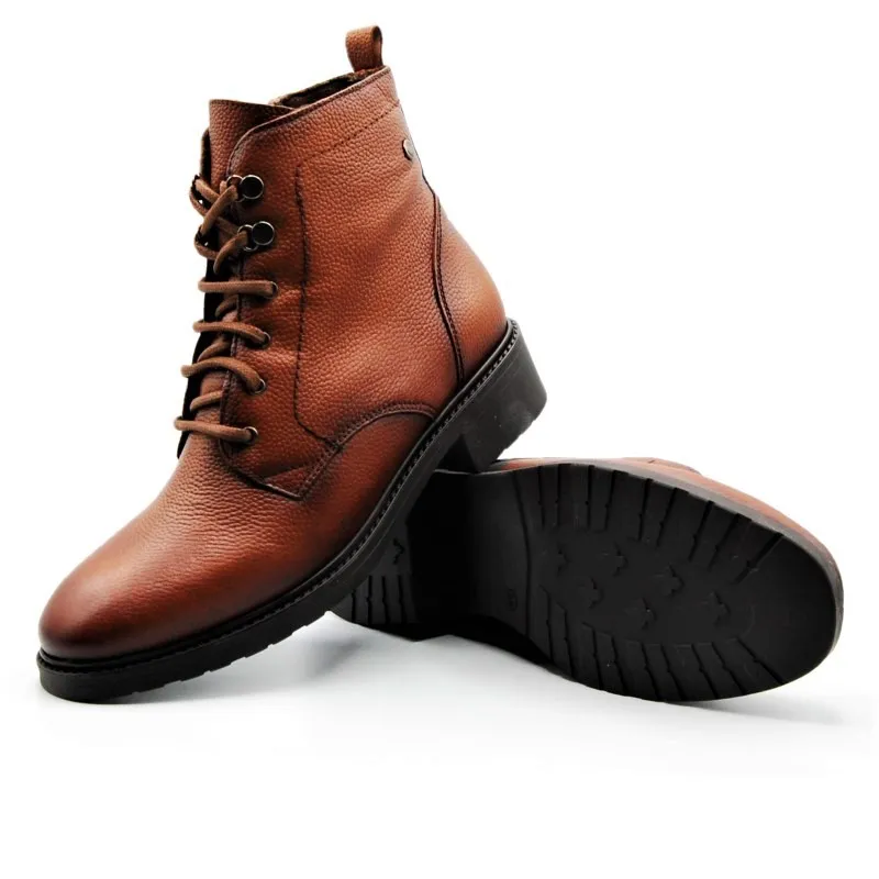 KAOLA 7152 Cuero Botín cordones plano mujer