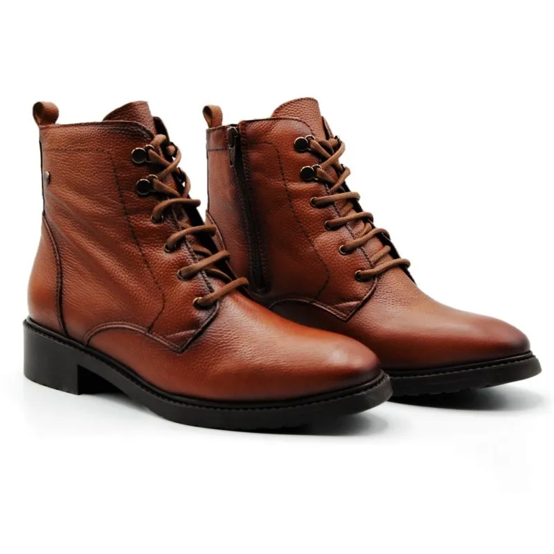 KAOLA 7152 Cuero Botín cordones plano mujer