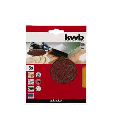 KWB Acc. 5 Discos abrasivos 8 AGU Ø 125mm GR 120  Velcro