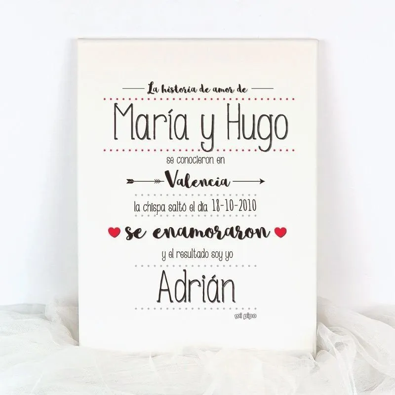 Lienzo personalizado Historia de Amor