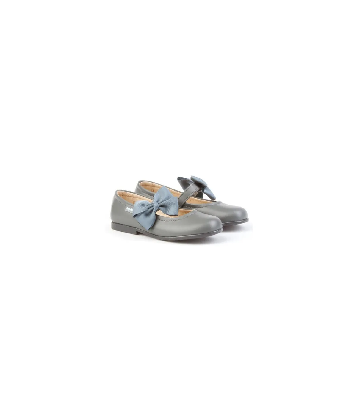 Merceditas piel gris con lazo