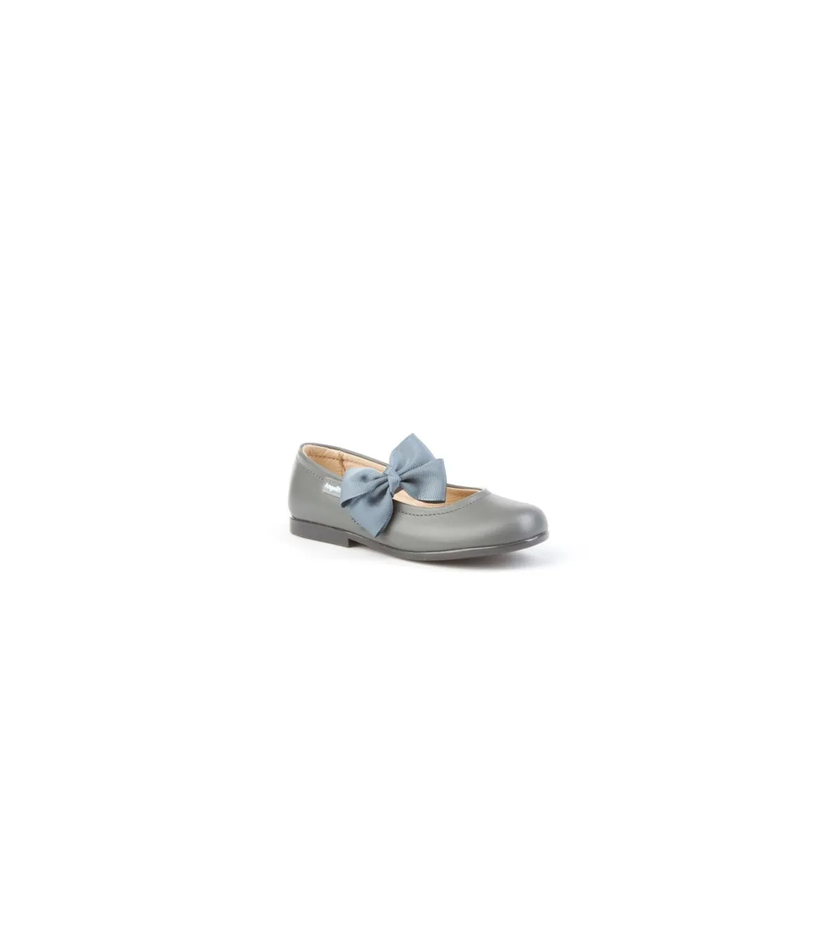 Merceditas piel gris con lazo