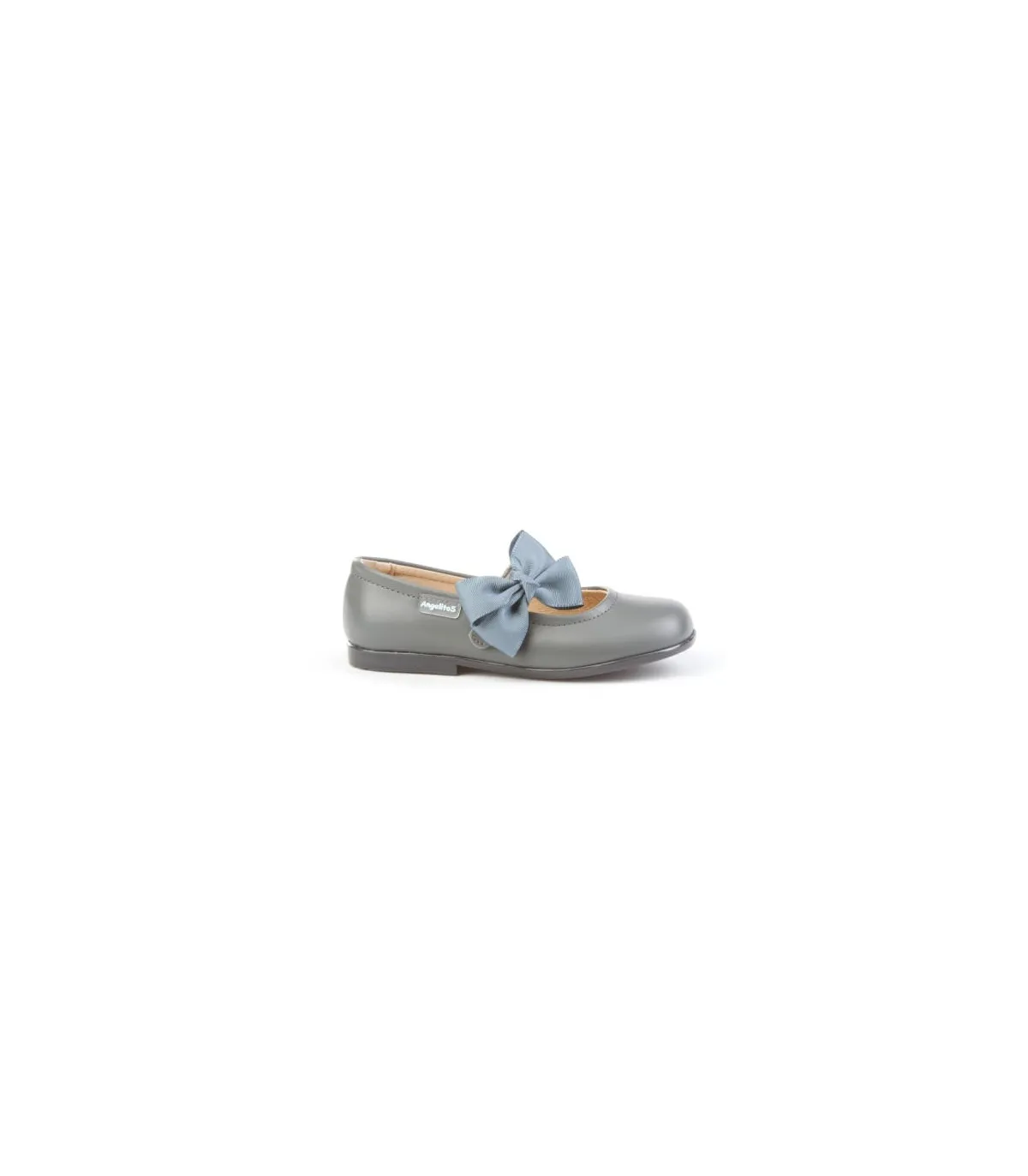 Merceditas piel gris con lazo