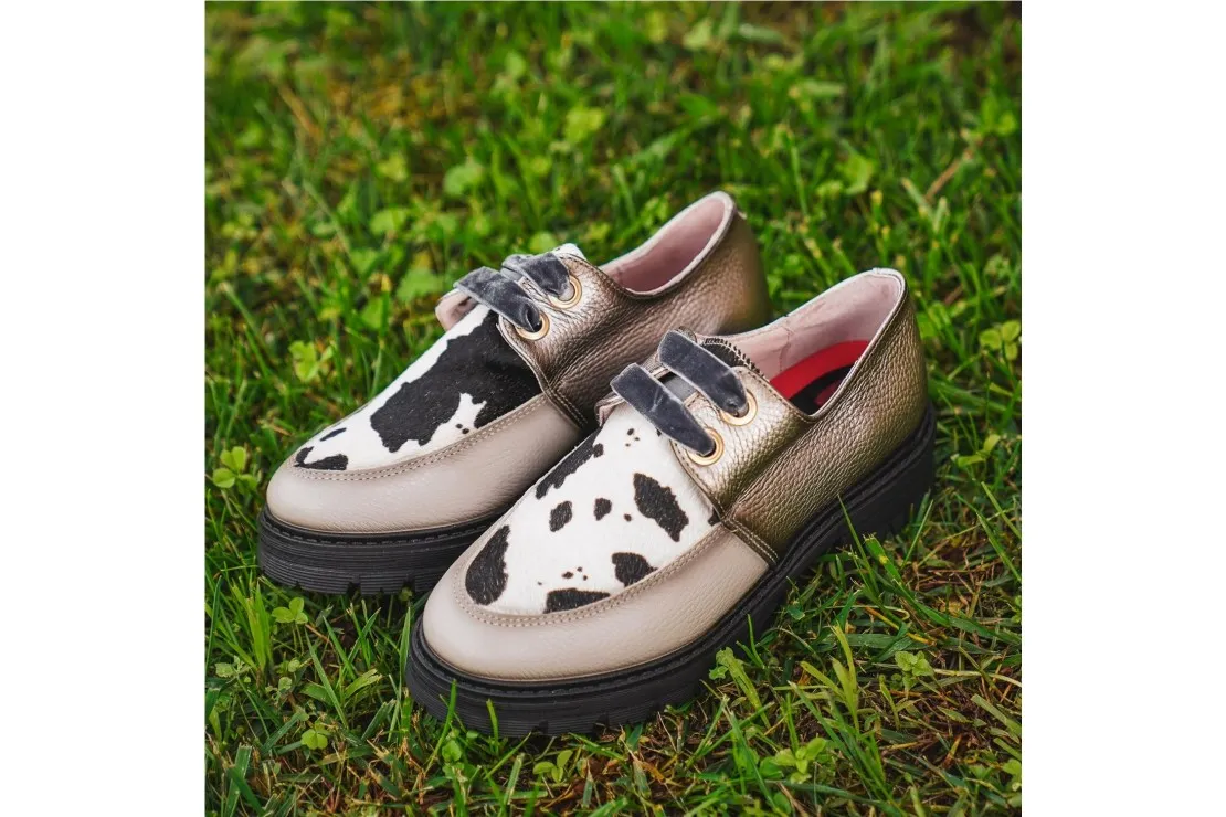 Mocasin de cordones Mujer Gris Nival