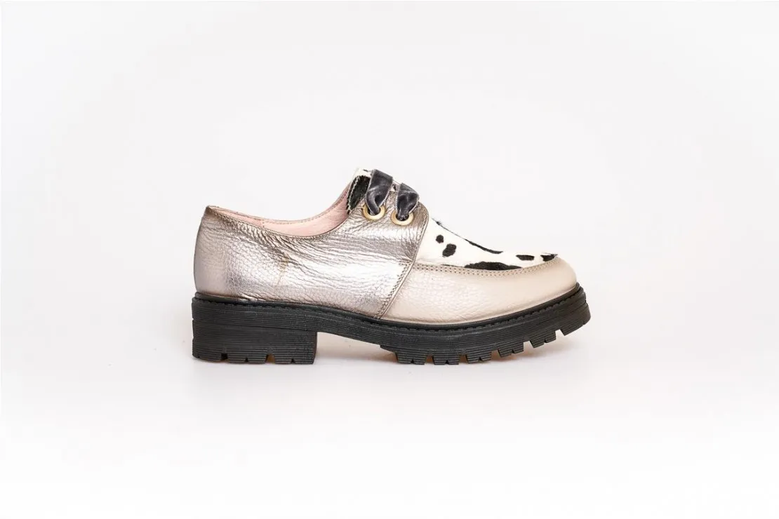 Mocasin de cordones Mujer Gris Nival