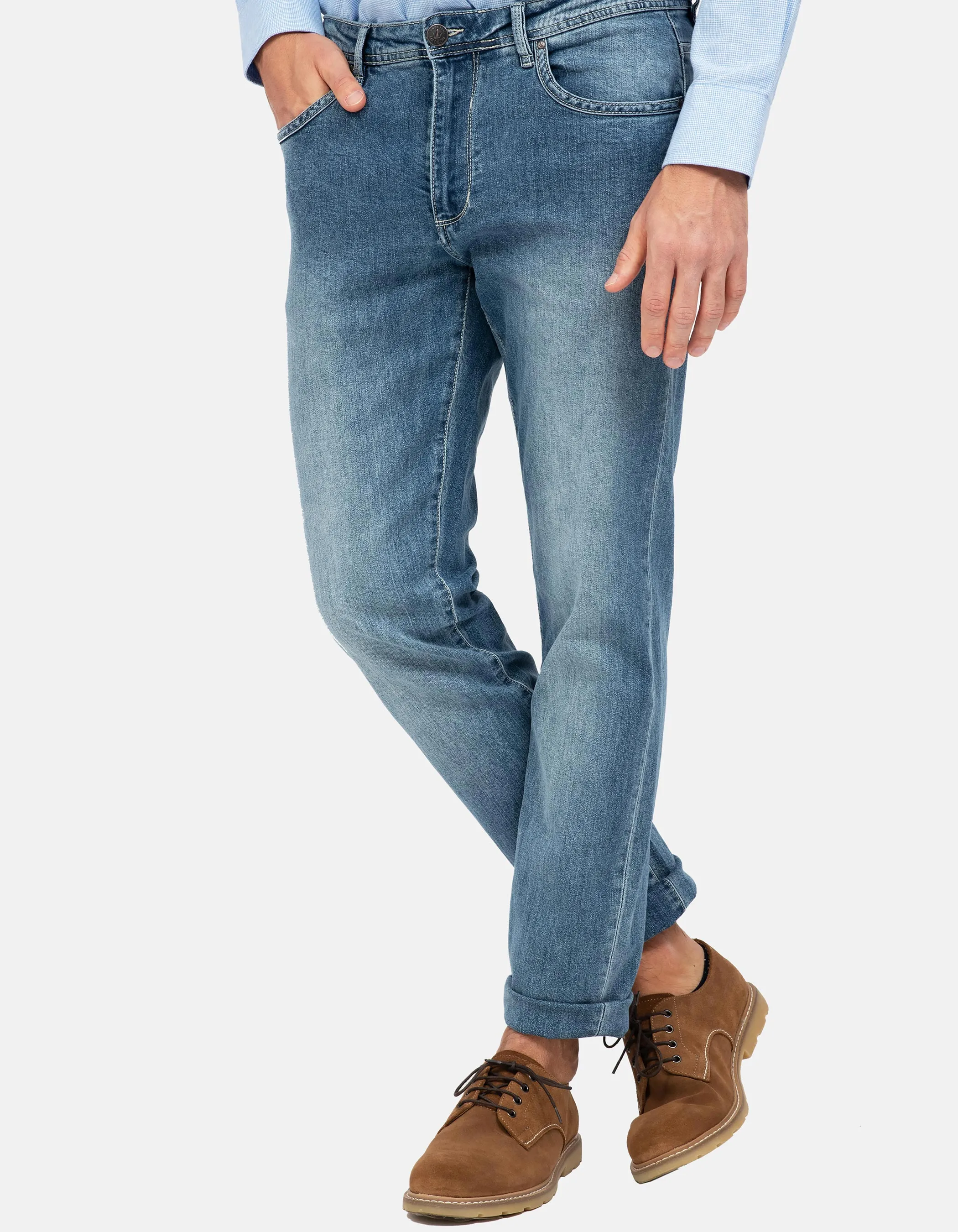 Pantalón denim gastado