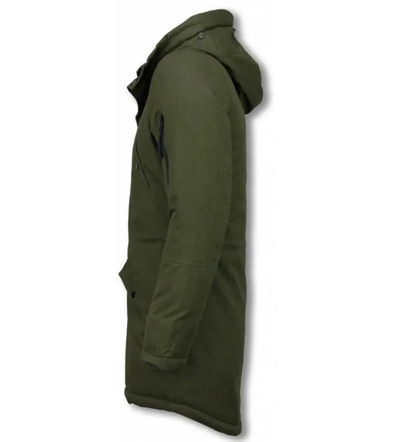 PARKAS HOMBRE  ABRIGO DE INVIERNO PARA HOMBRES  CAPUCHA PELO FALSA  VERDE