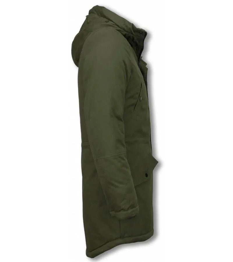 PARKAS HOMBRE  ABRIGO DE INVIERNO PARA HOMBRES  CAPUCHA PELO FALSA  VERDE