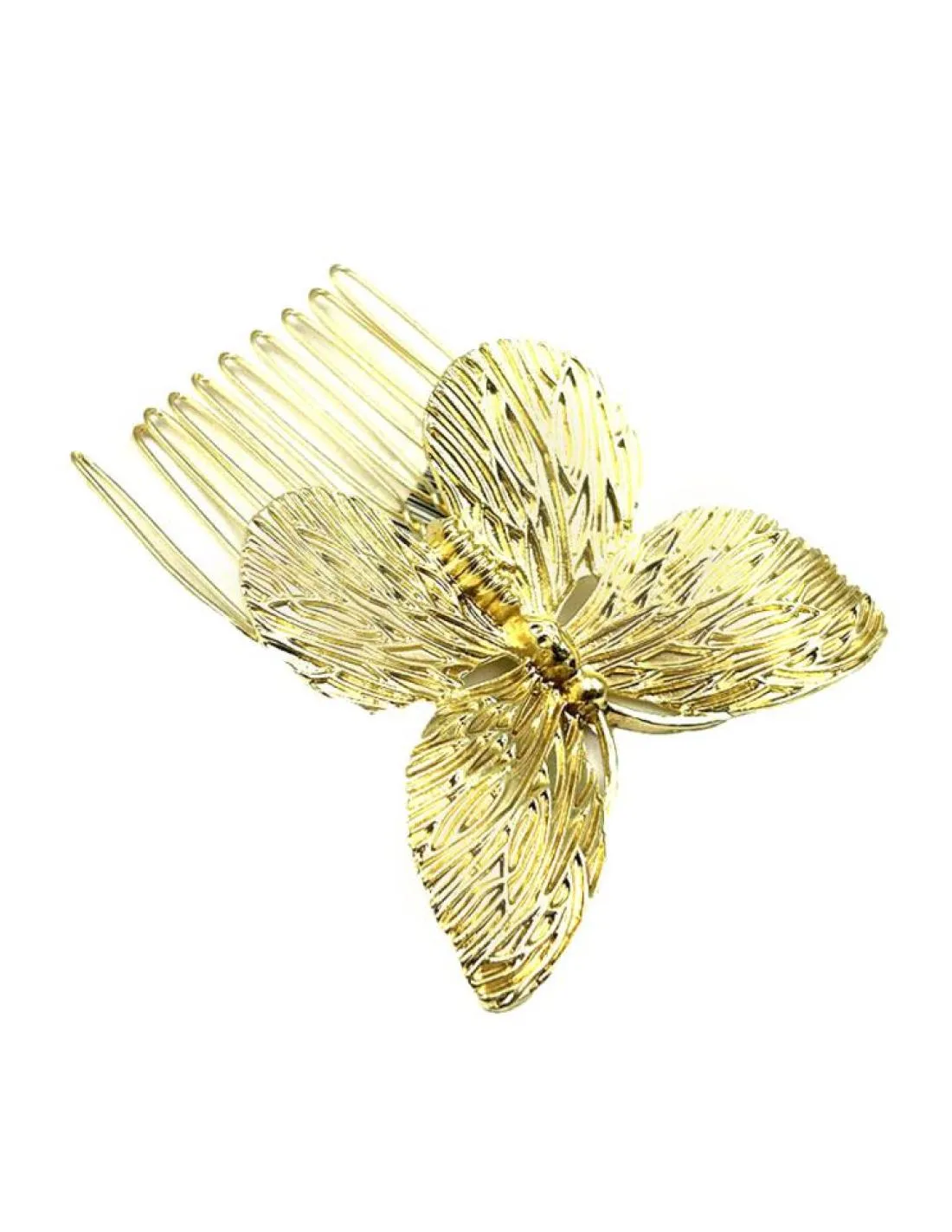 PEINETAS DORADAS DE BODA Y BAUTIZO CON MARIPOSA MUY VISTOSA