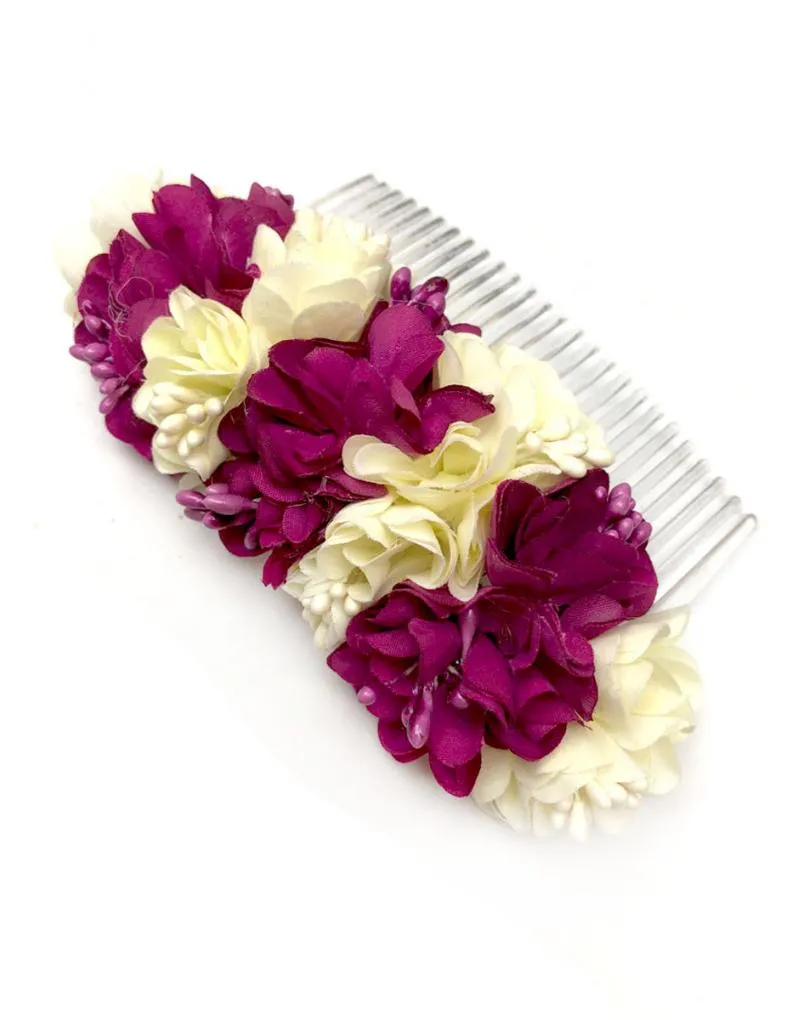 PEINETAS FLORES PARA INVITADAS DE BODA EN BLANCO Y BUGAMBILIA