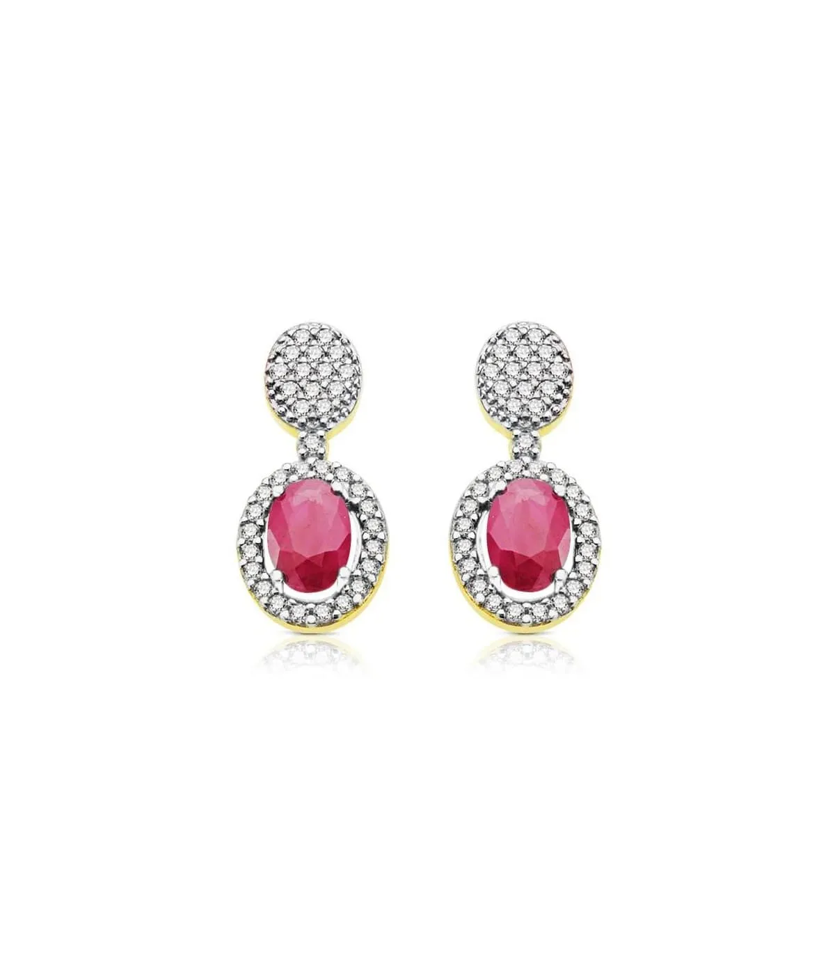 Pendientes bicolor Rania rubí  18 Ktes