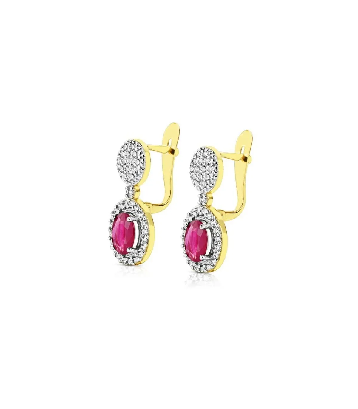 Pendientes bicolor Rania rubí  18 Ktes