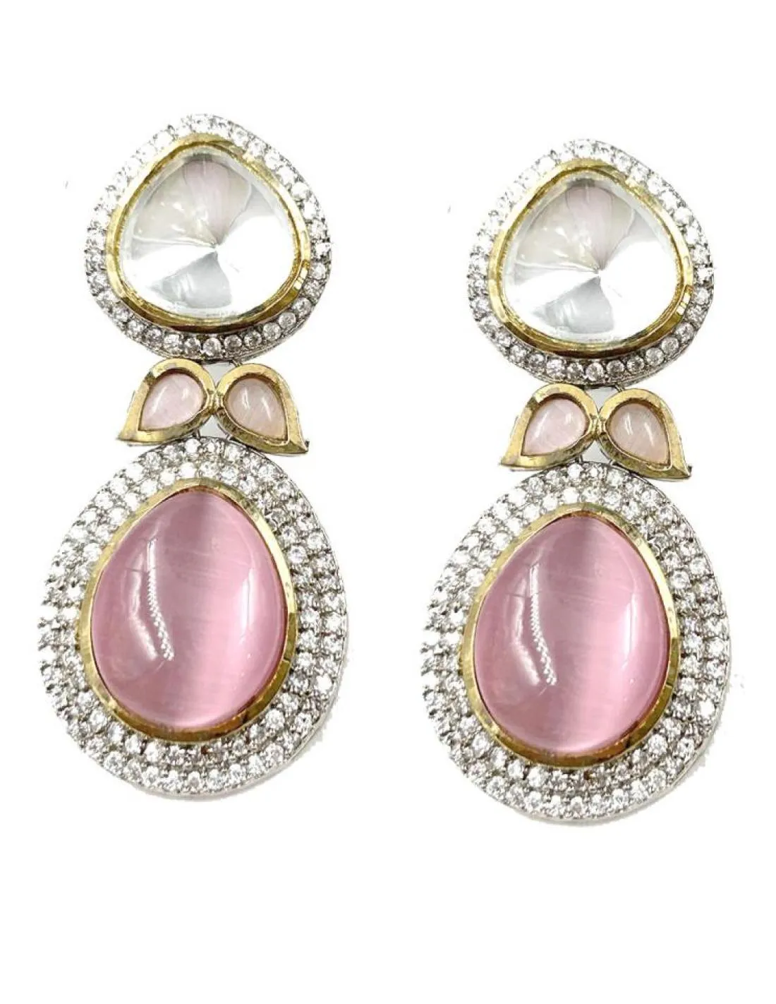 PENDIENTES BODA LARGOS ROSAS PASTEL Y CIRCONITA MUY FAVORECEDORES