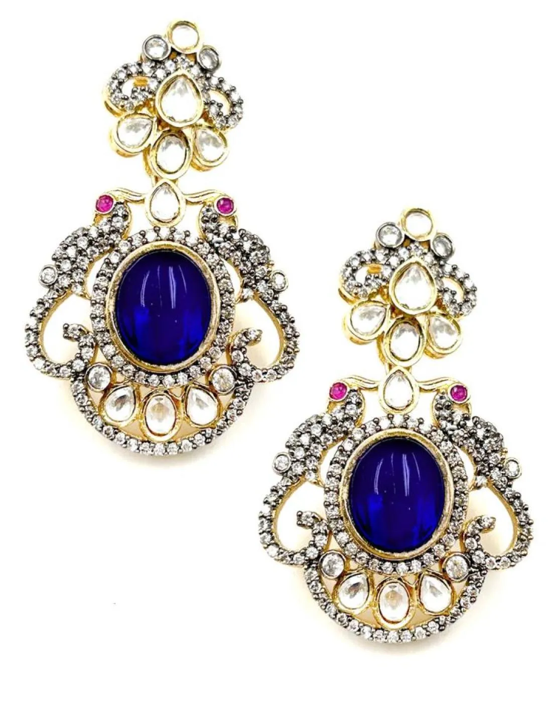 PENDIENTES JOYA LARGOS CON CIRCONITA Y PIEDRA AZUL ESPECIAL MADRINAS BODA