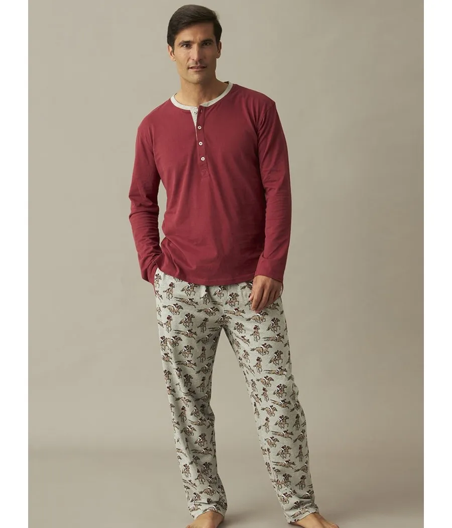 Pijama Homewear hombre invierno J&J Brothers Hockey algodón bolsillos