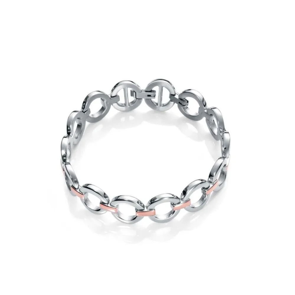 Pulsera acero bitono eslabones redondos sra fashion