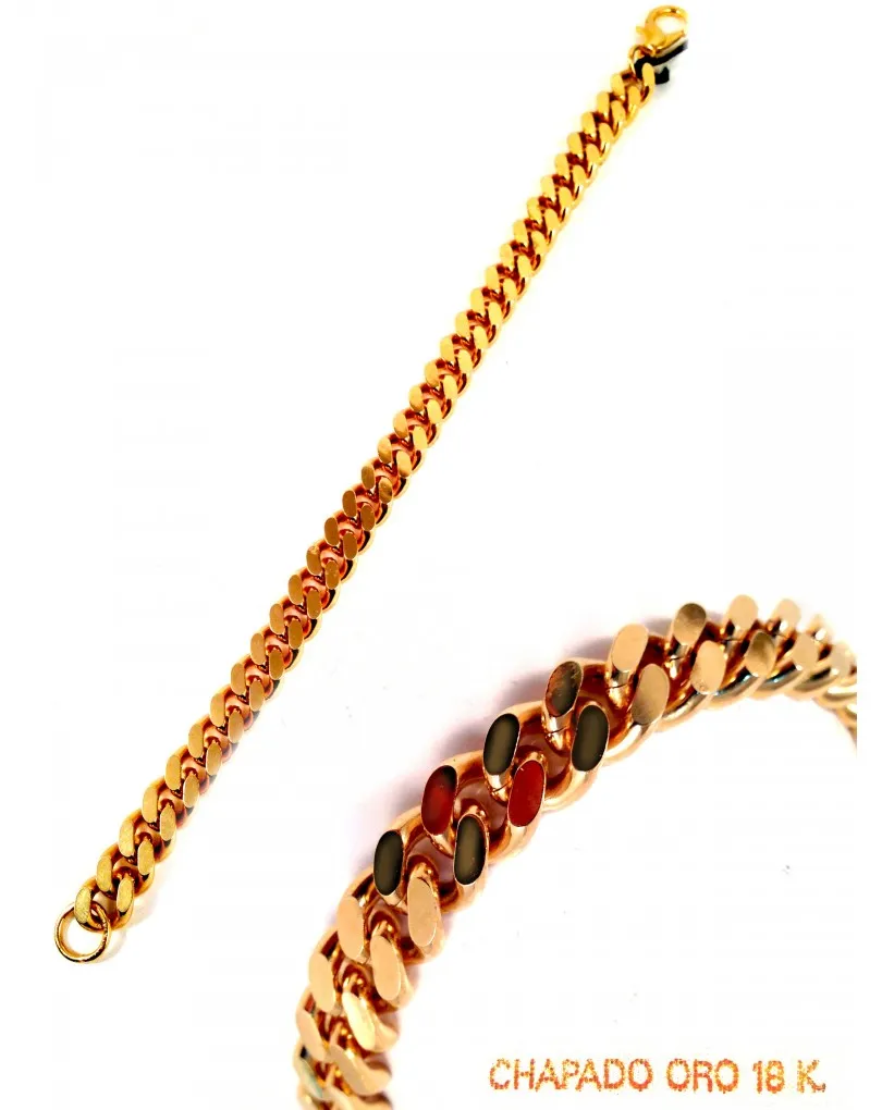PULSERA CHAPADA ORO, BARBADA 0.7CM ANCHO, 21CM LARGO