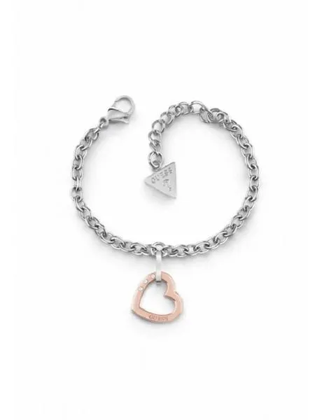 pulsera guess hearted chain corazón bicolor