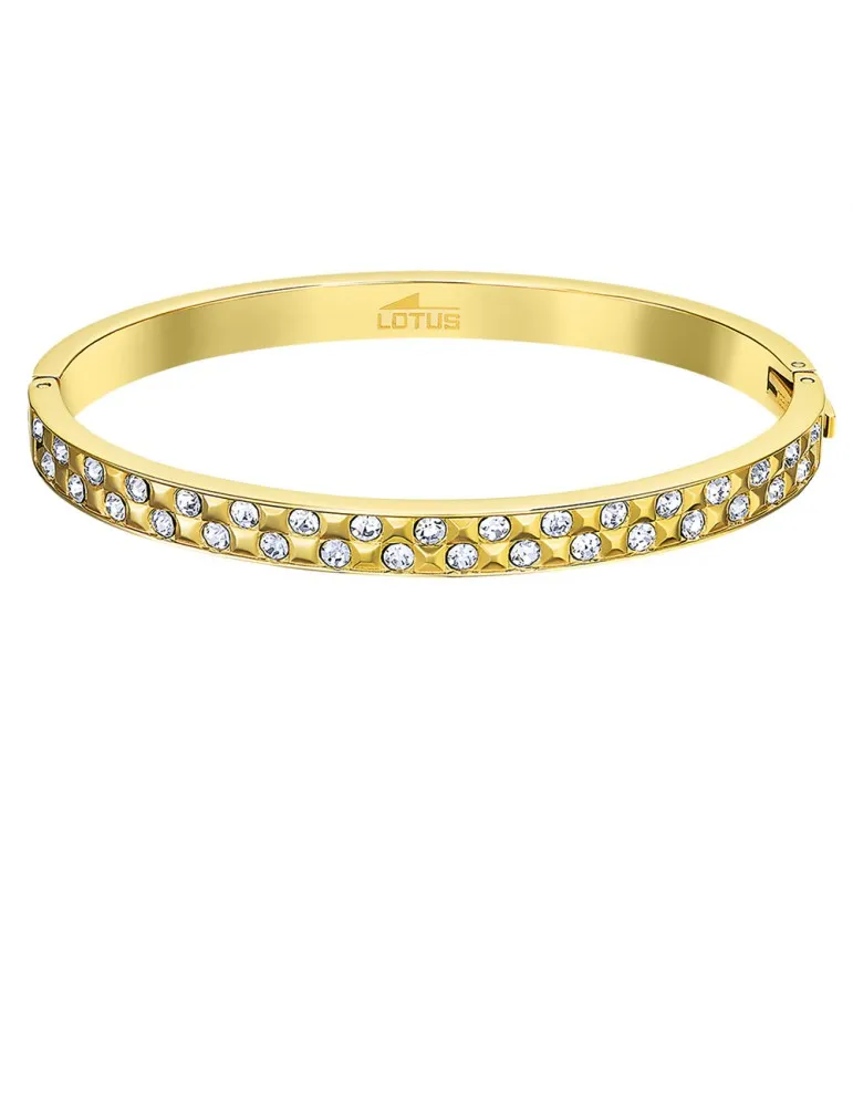 Pulsera Lotus Style Mujer Acero Dorado Rígida LS2273