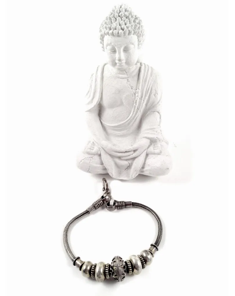 PULSERA PLATA MUJER BOLAS COLA RATON