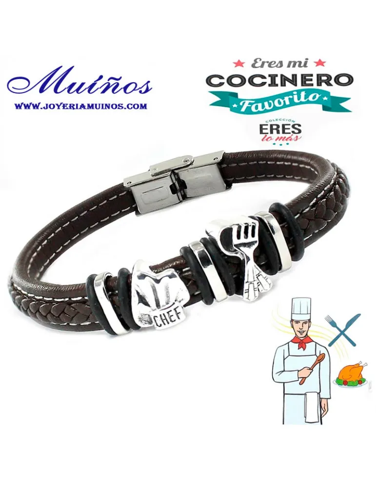 Pulsera plata y cuero eres mi cocinero favorito