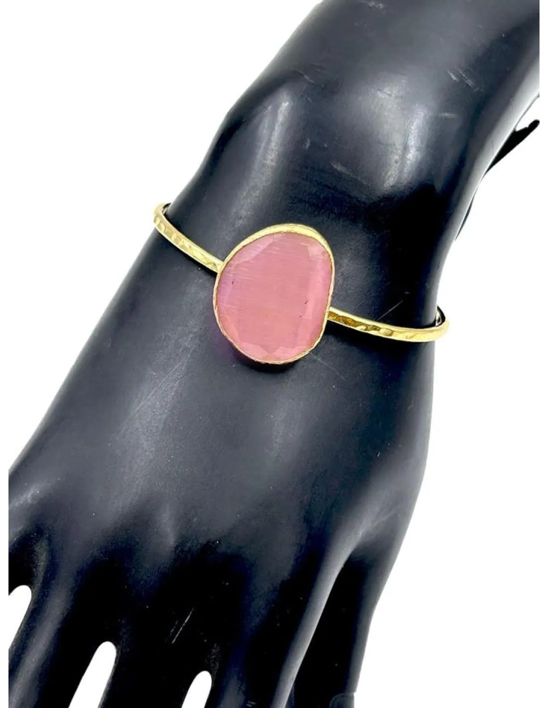 PULSERAS DORADAS DE PIEDRA ROSA PARA BODA Y EVENTO