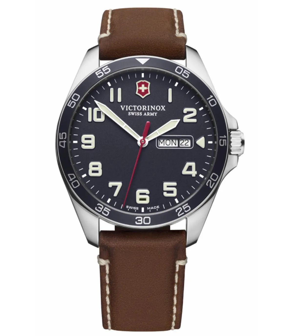 RELOJ VICTORINOX FIELDFORCE HOMBRE CORREA PIEL MARRóN & ESFERA AZUL  V241848