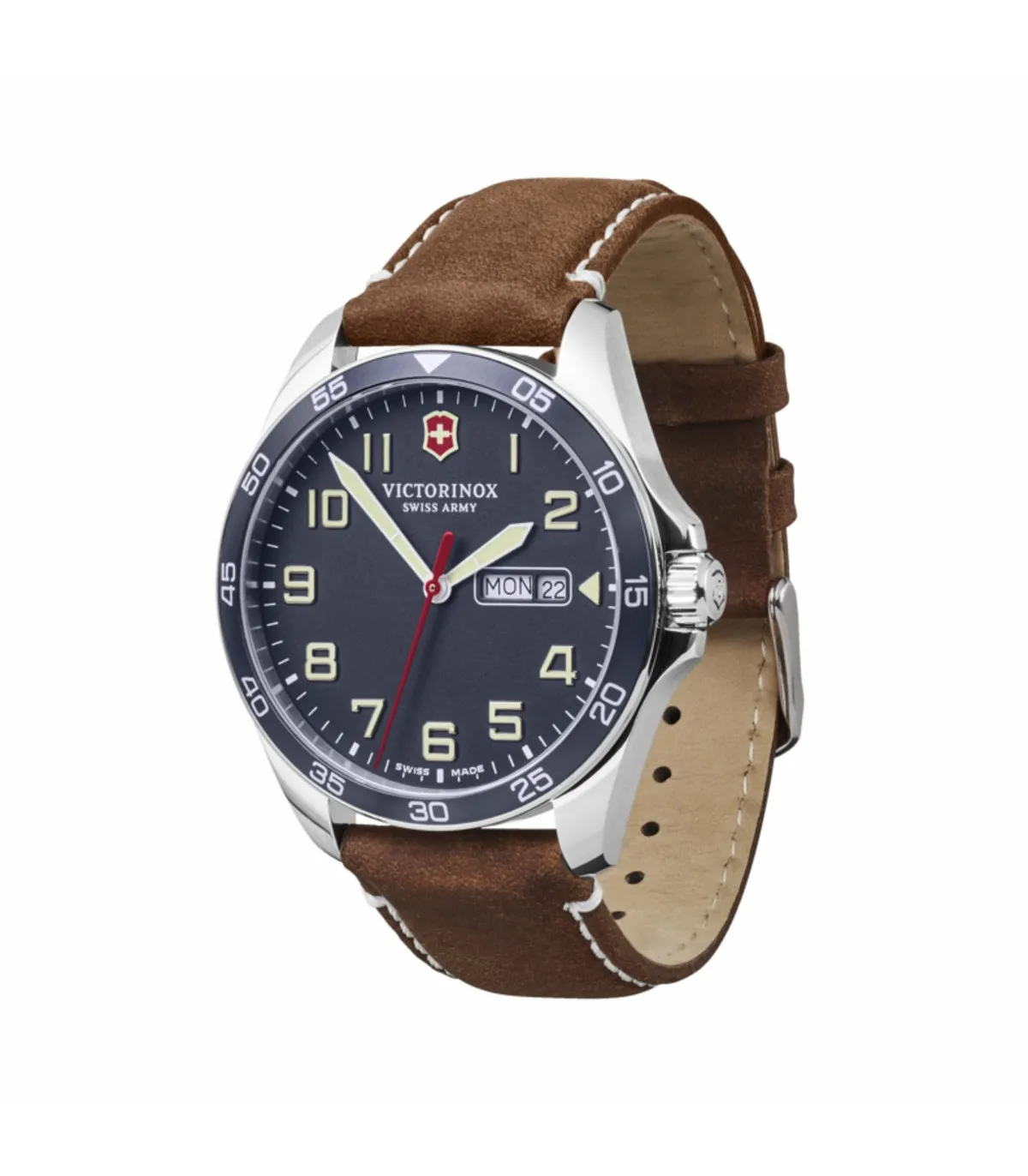 RELOJ VICTORINOX FIELDFORCE HOMBRE CORREA PIEL MARRóN & ESFERA AZUL  V241848