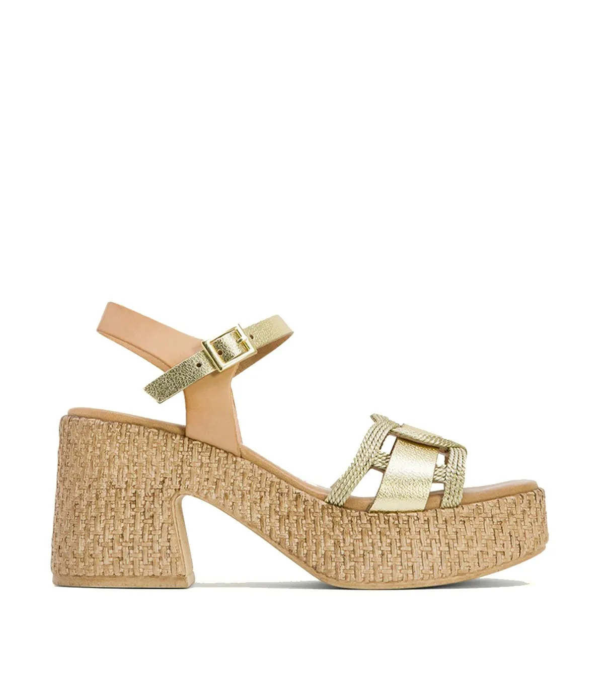SANDALIAS DE PIEL CON TACÓN PORRONET JANA 3061 PLATINO