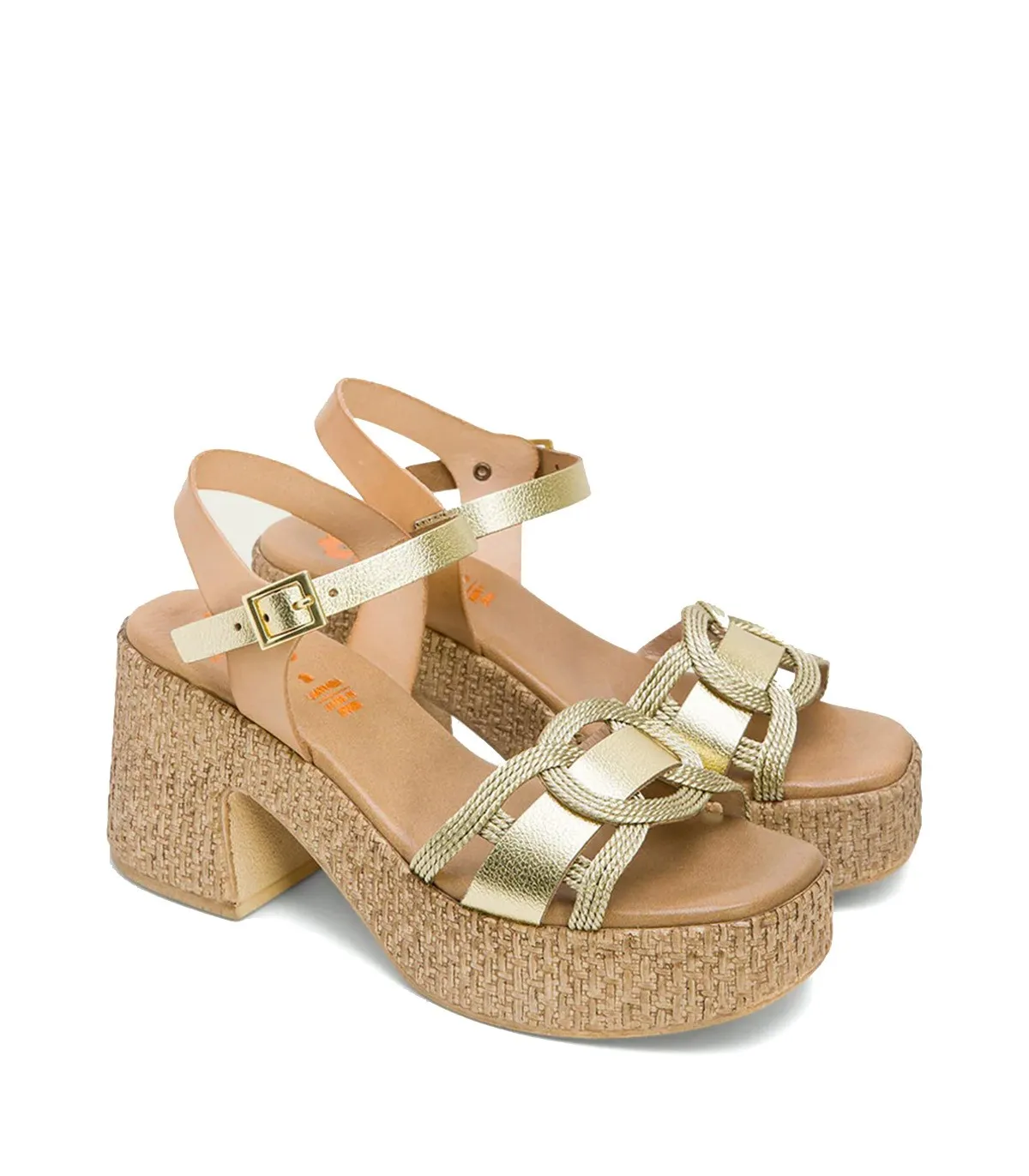 SANDALIAS DE PIEL CON TACÓN PORRONET JANA 3061 PLATINO