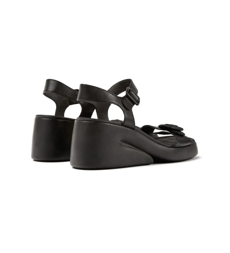 SANDALIAS DE PIEL KAAH NEGRO ALTURA TACóN 6.6CM
