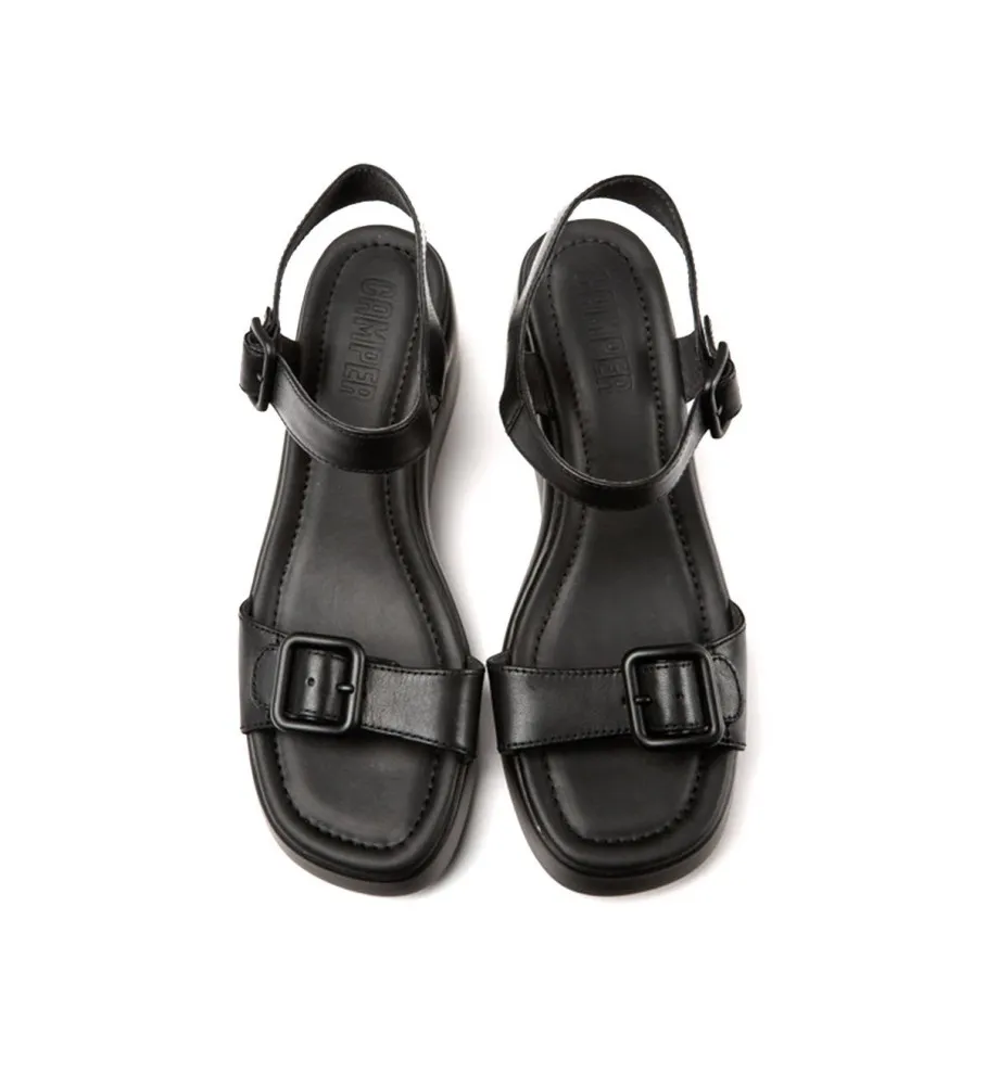 SANDALIAS DE PIEL KAAH NEGRO ALTURA TACóN 6.6CM