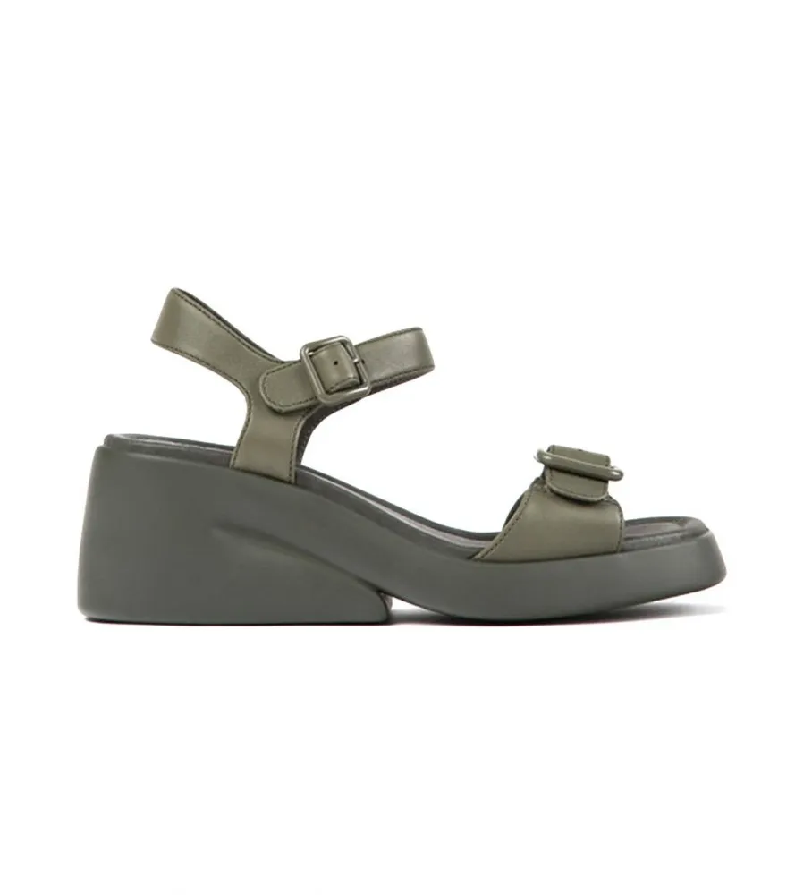 SANDALIAS DE PIEL KAAH VERDE ALTURA TACóN 6.6CM