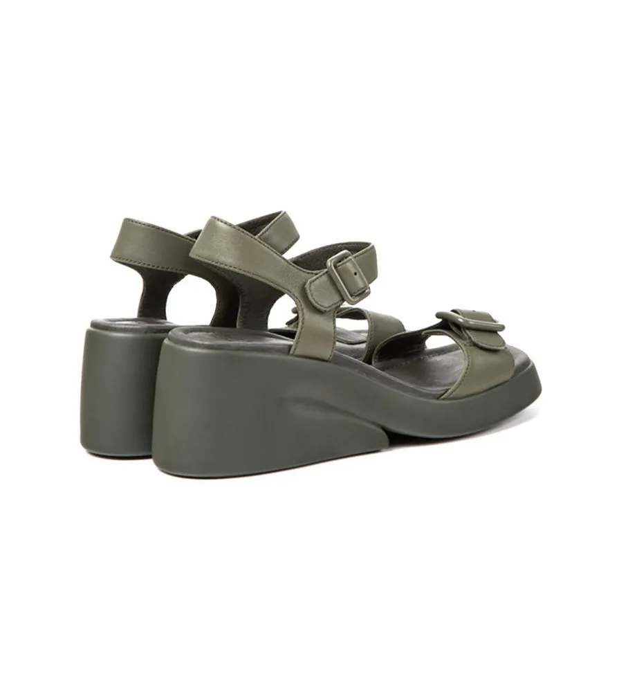 SANDALIAS DE PIEL KAAH VERDE ALTURA TACóN 6.6CM