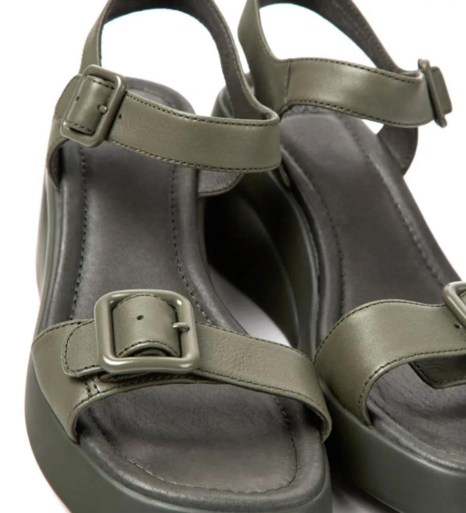 SANDALIAS DE PIEL KAAH VERDE ALTURA TACóN 6.6CM