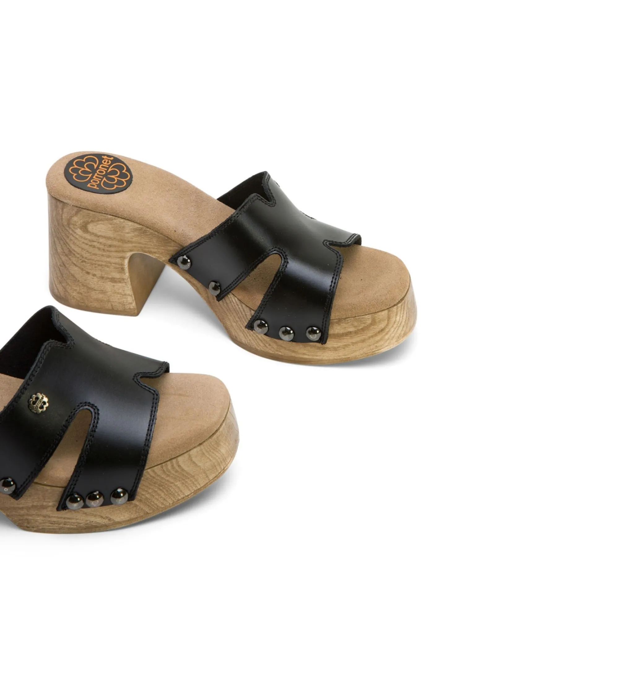 SANDALIAS DE PIEL MERYL NEGRO ALTURA TACóN 8CM