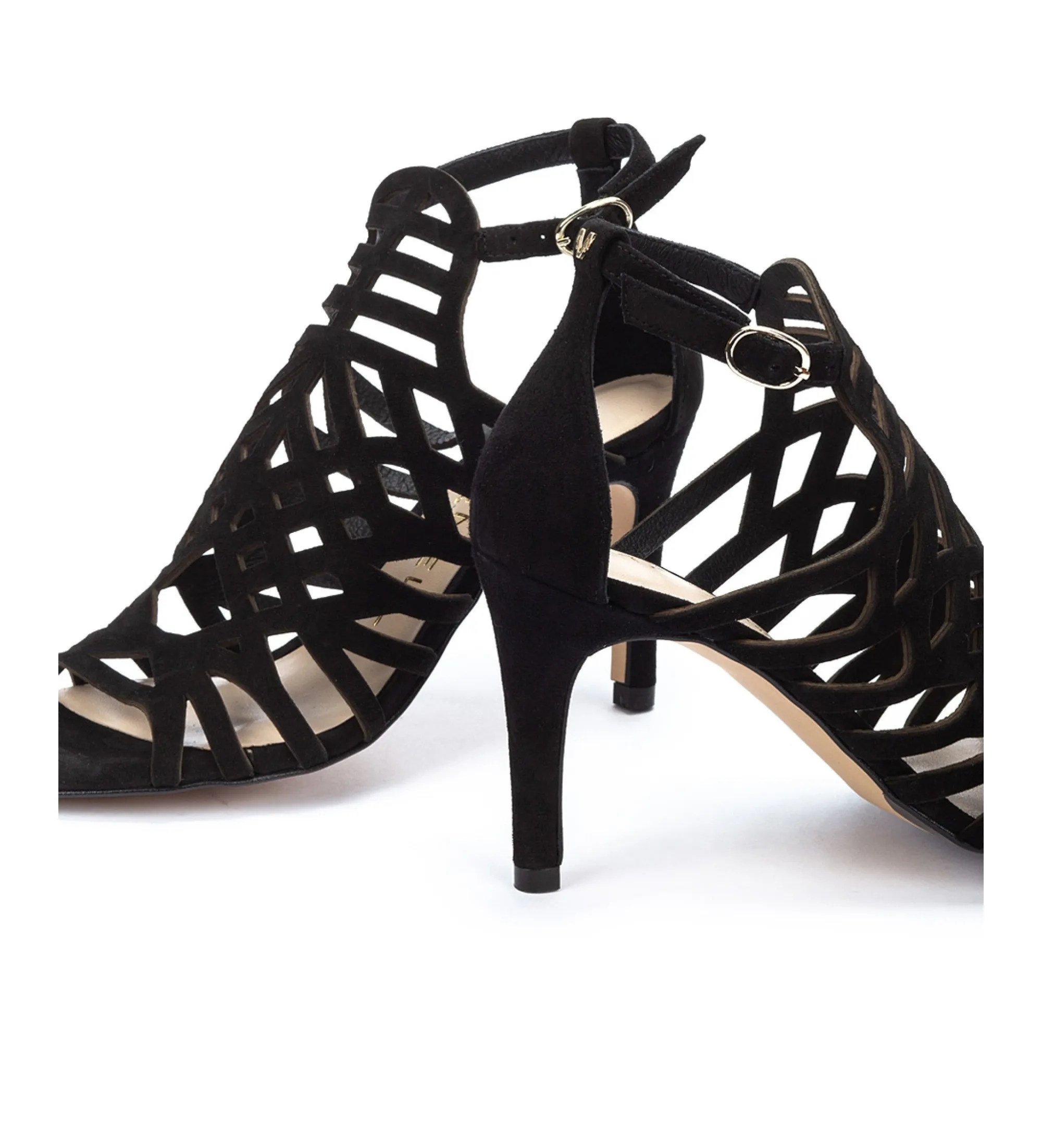 Sandalias de tacón de piel Julia 1637 Negro