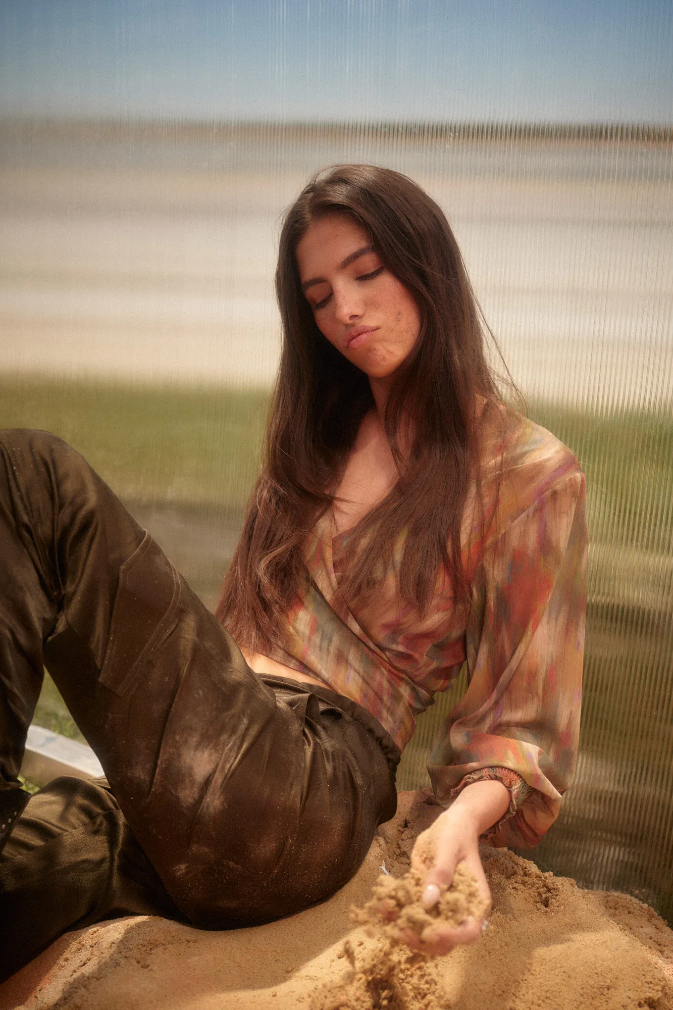 Slowlove Pantalón cargo satinado
