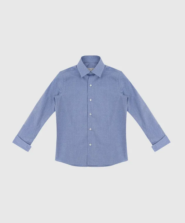 Stefano Ricci Children's blue shirt in a pattern