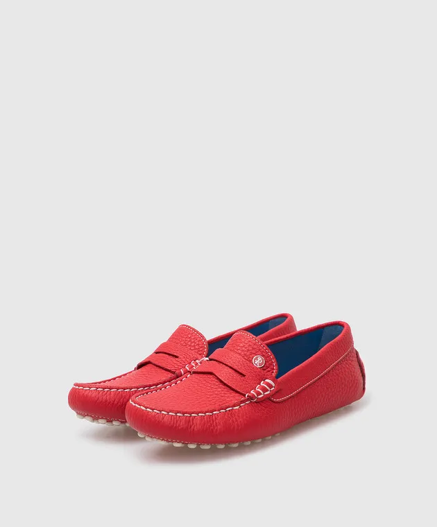 Stefano Ricci Children's red leather moccasins