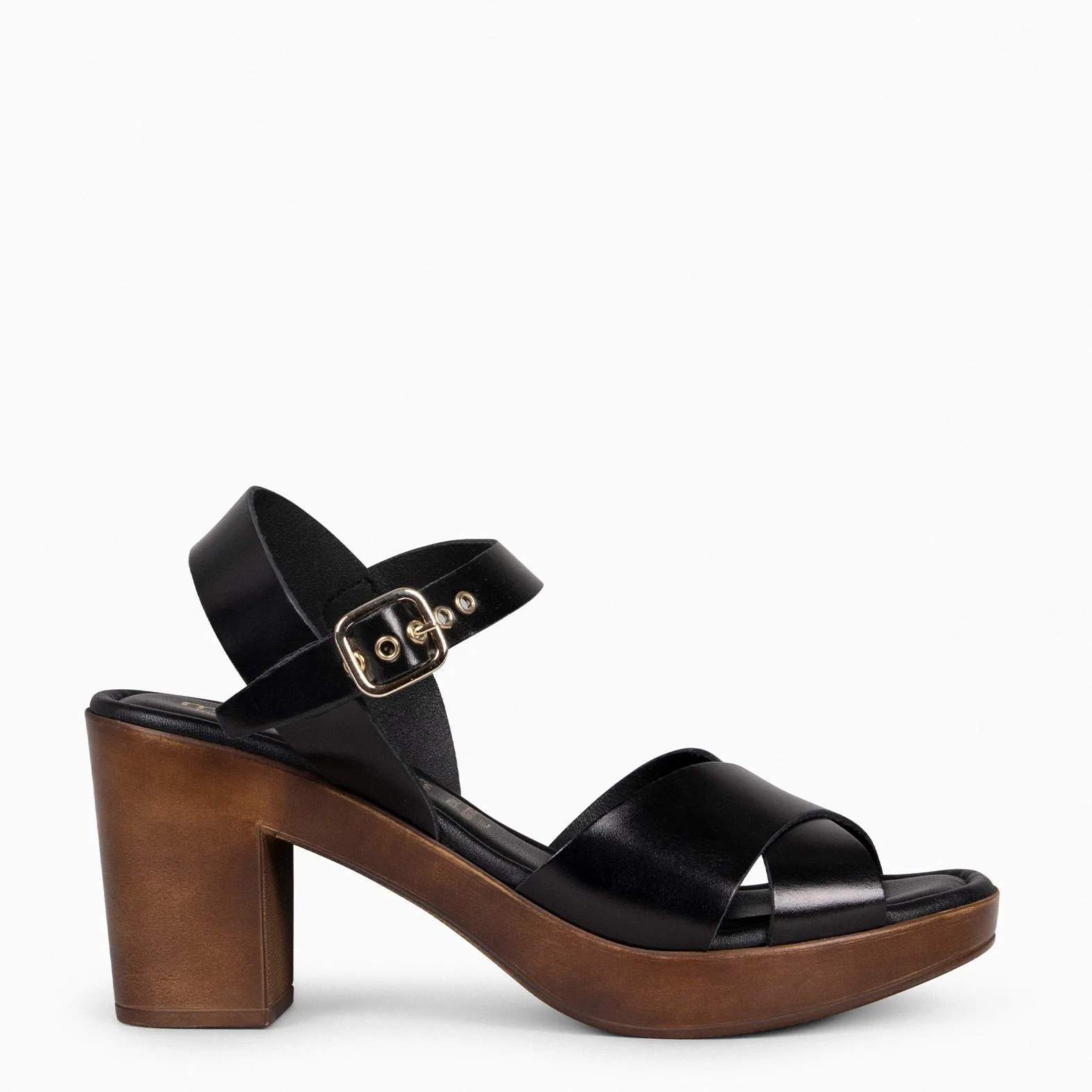TAVIRA  SANDALIAS DE TACóN ANCHO NEGRO