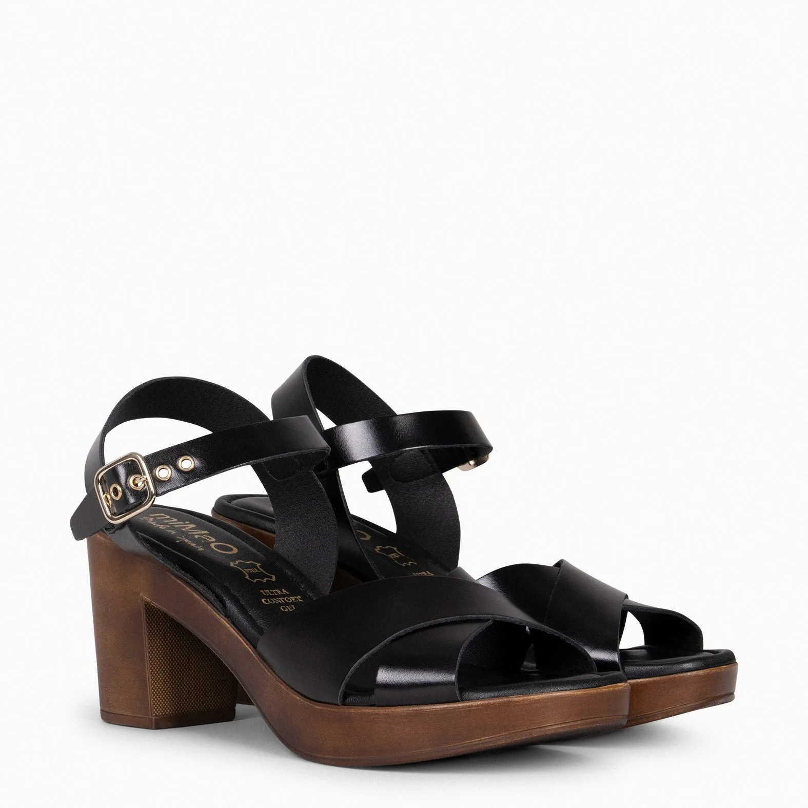 TAVIRA  SANDALIAS DE TACóN ANCHO NEGRO
