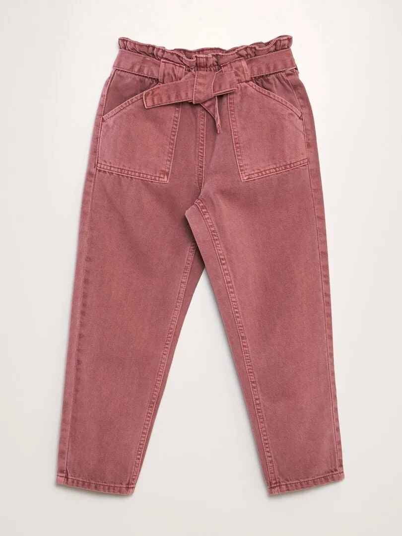 VAQUERO MOM CON CINTURA ELáSTICA  ROJO